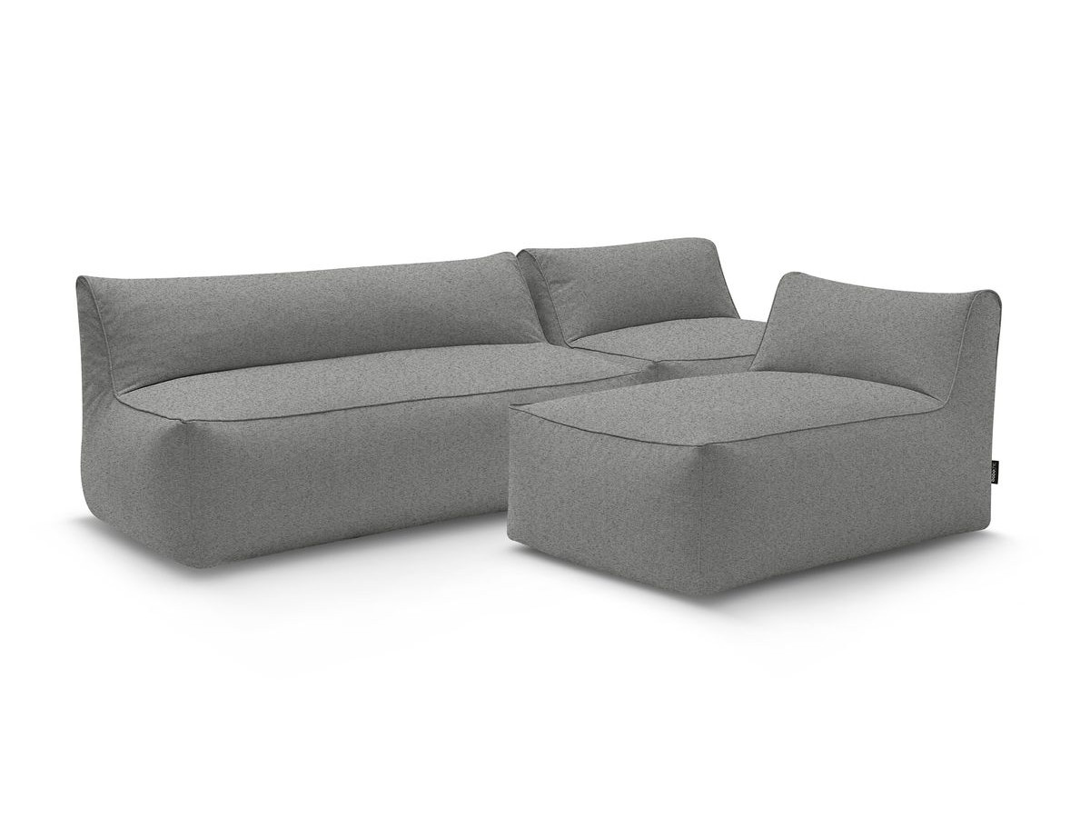 Canapé de jardin modulable RIVIERA avec 1 chauffeuse 1 place, 1 chauffeuse 2 places et 1 méridienne