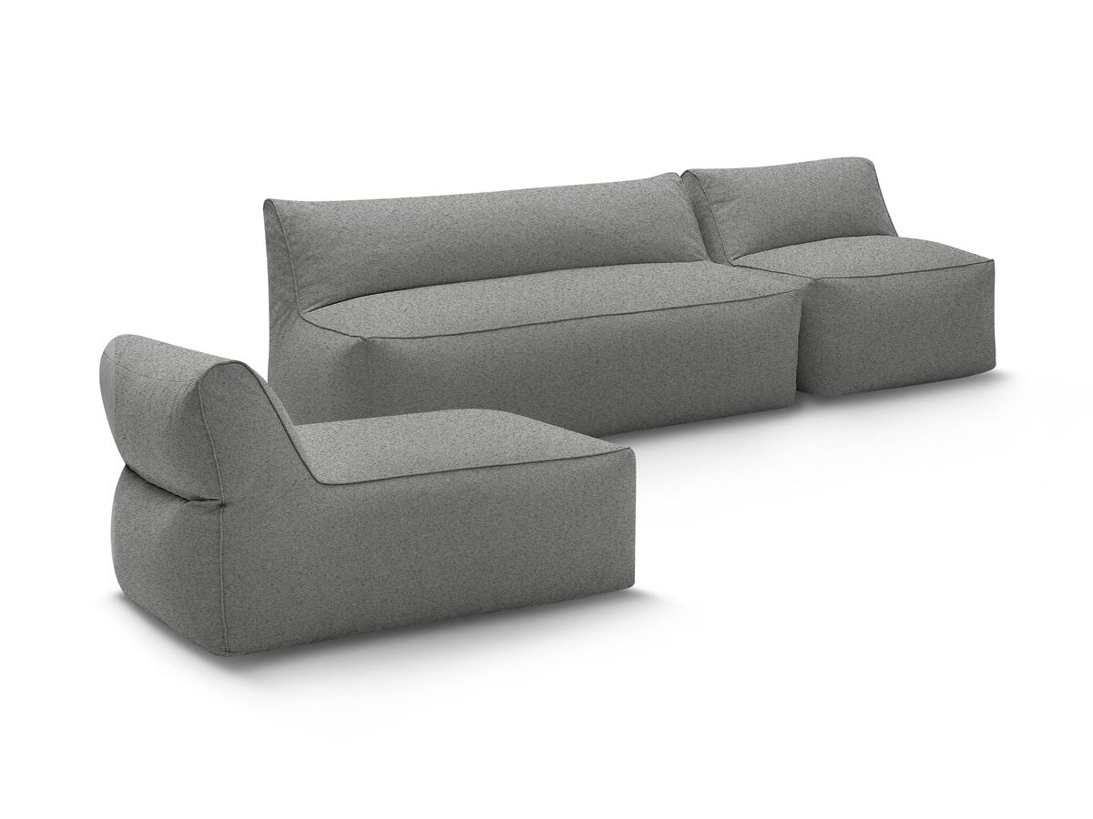 Canapé de jardin modulable RIVIERA avec 1 chauffeuse 1 place, 1 chauffeuse 2 places et 1 méridienne