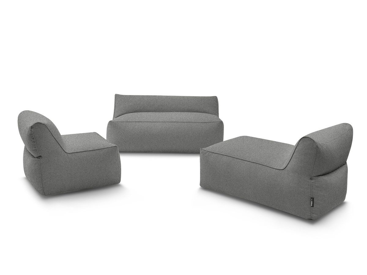 Canapé de jardin modulable RIVIERA avec 1 chauffeuse 1 place, 1 chauffeuse 2 places et 1 méridienne