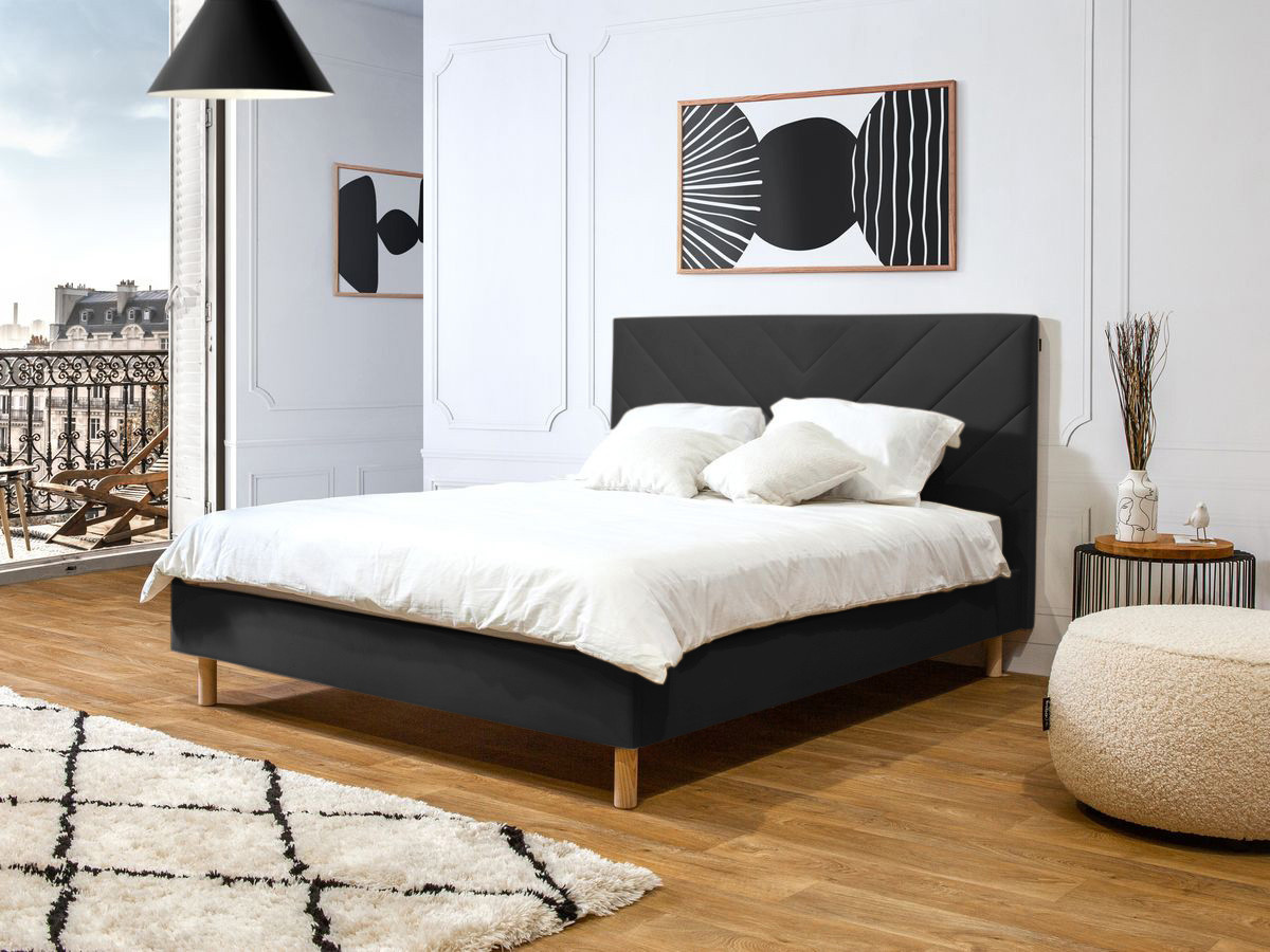 ROMANE bed met lattenbodem van massief fluweel
