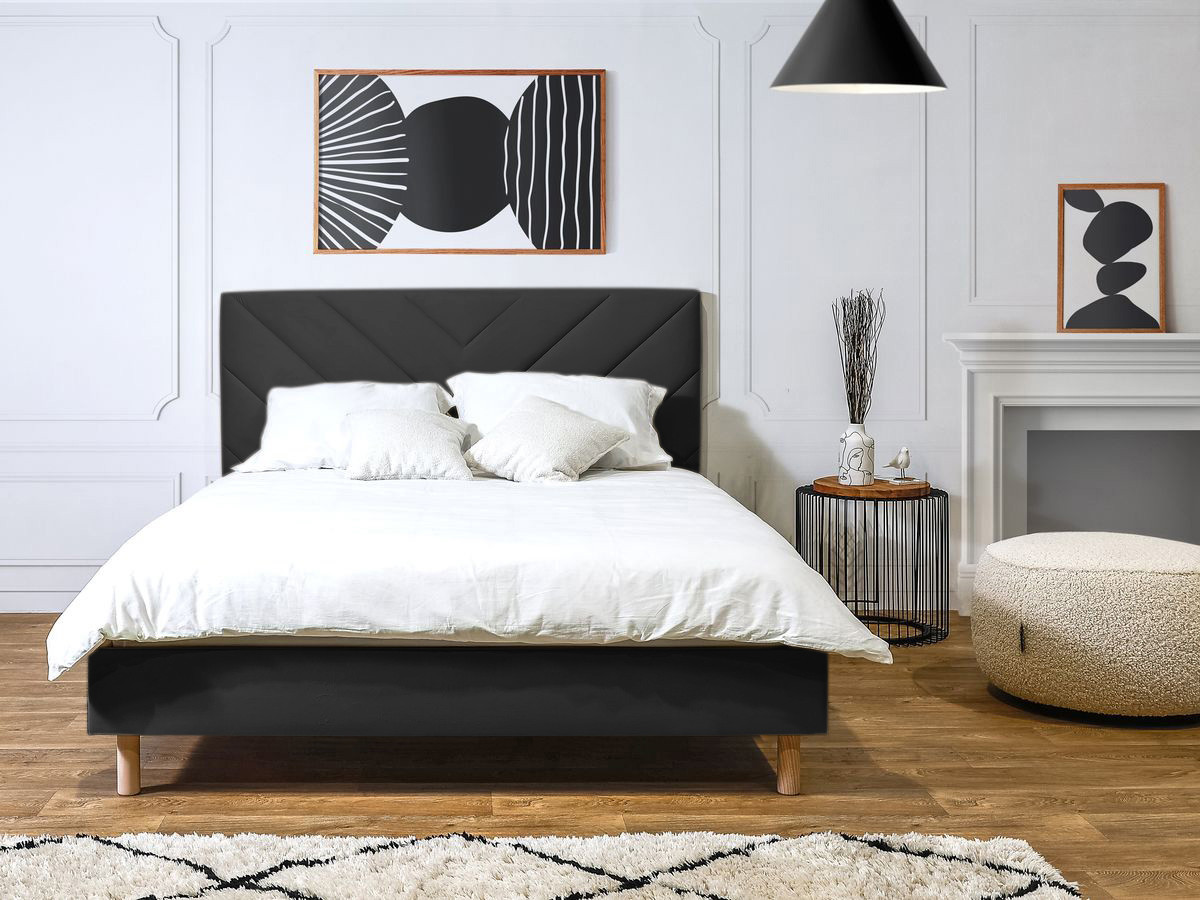 ROMANE bed met lattenbodem van massief fluweel