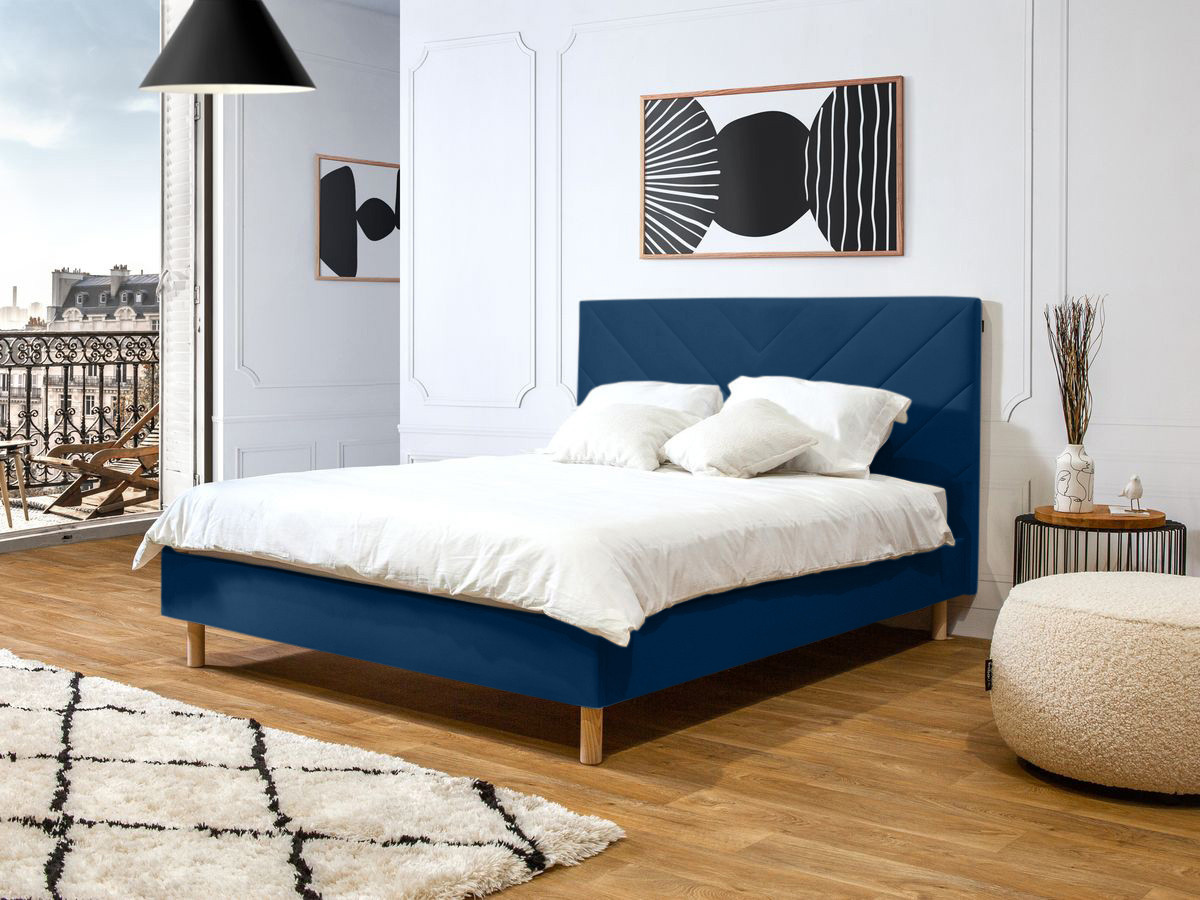 ROMANE bed met lattenbodem van massief fluweel