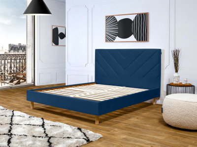 Lit ROMANE avec lattes massives tissu velours