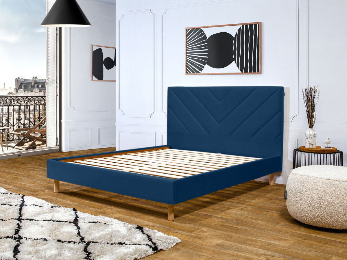 ROMANE bed met lattenbodem van massief fluweel