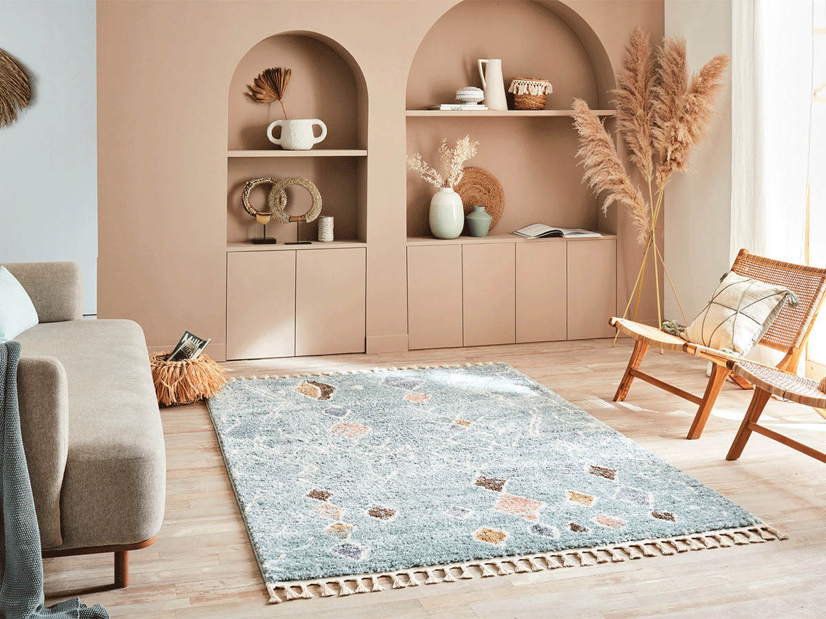 DELSY shaggy vloerkleed met Berberpatroon