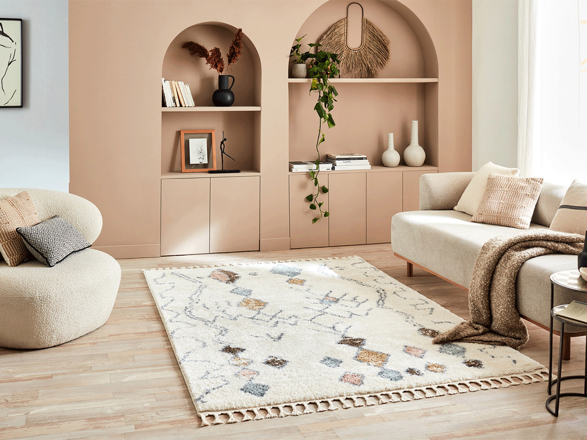 DELSY shaggy vloerkleed met Berberpatroon