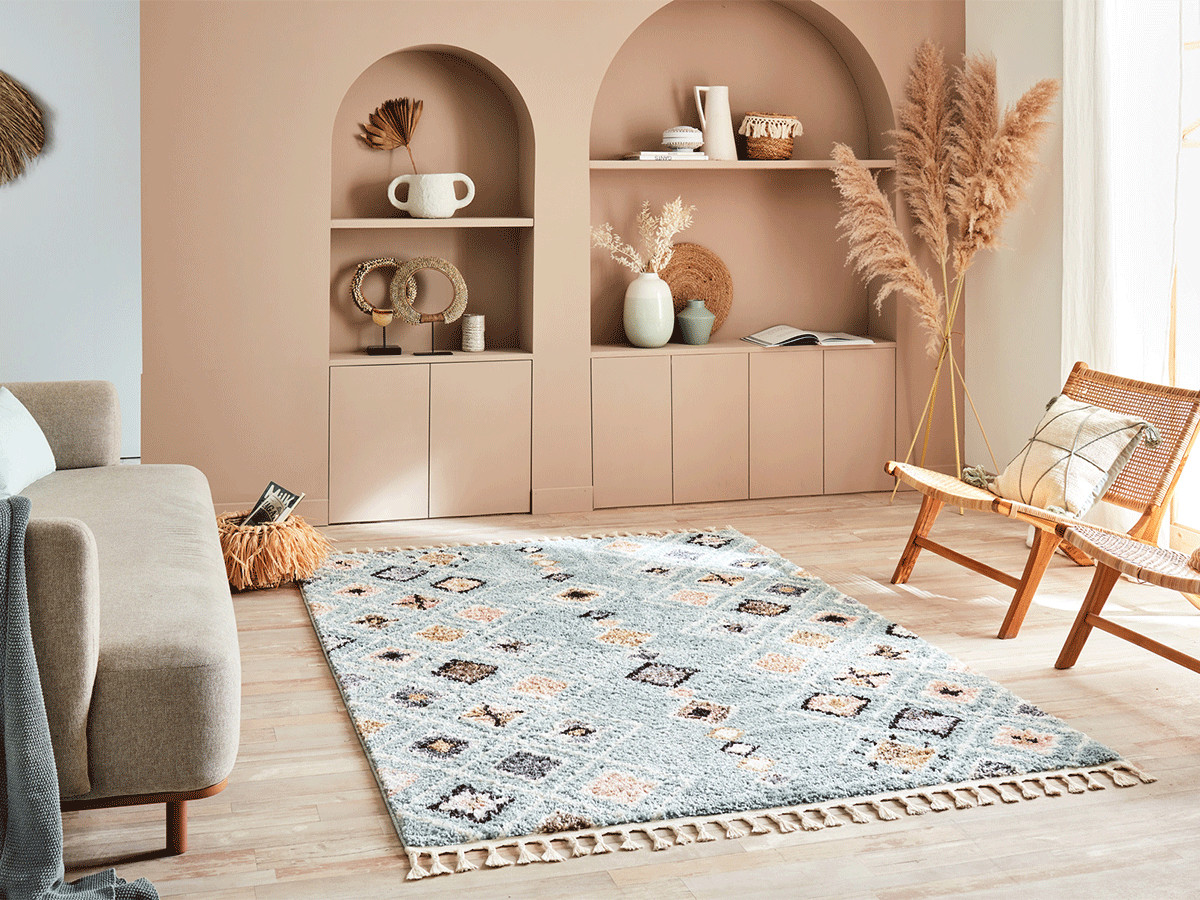 DELIA shaggy tapijt met Berberpatroon