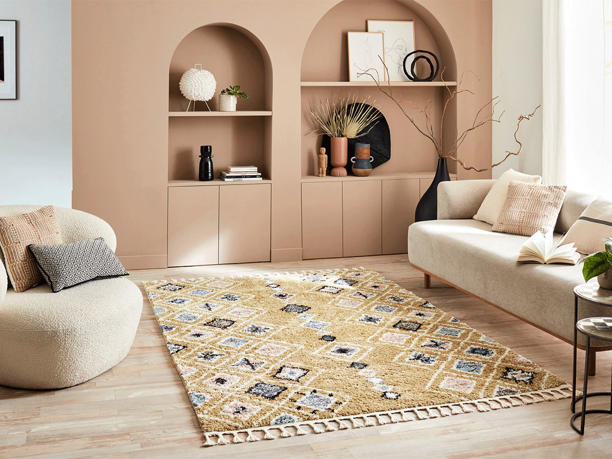 DELIA shaggy tapijt met Berberpatroon