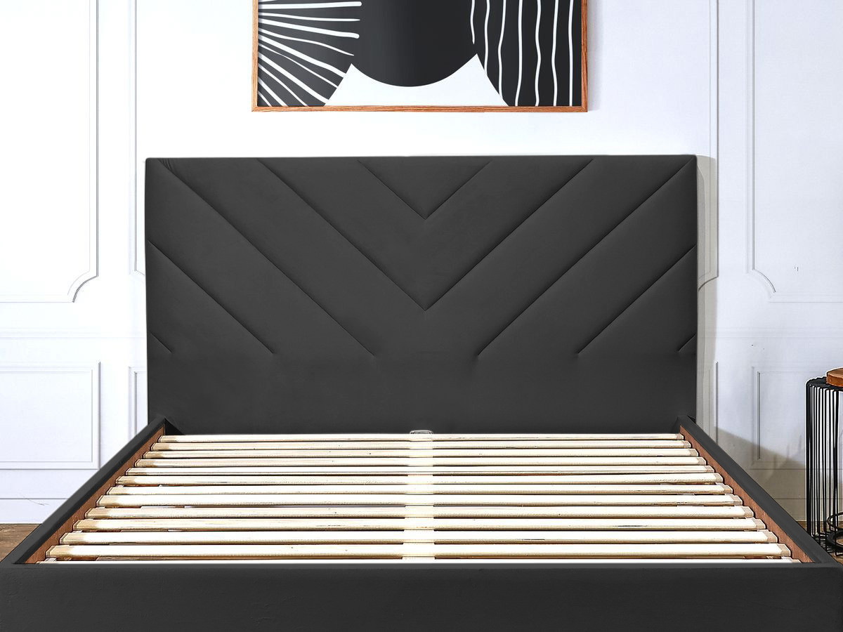 ROMANE bed met lattenbodem van massief fluweel