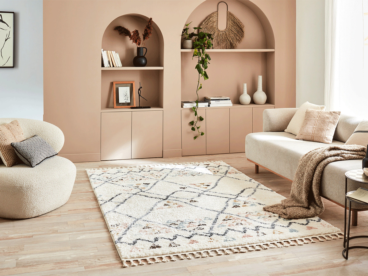 DENA shaggy vloerkleed met Berberpatroon