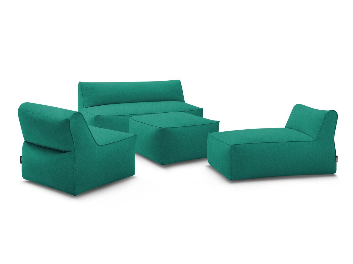 Canapé de jardin modulable RIVIERA avec 1 chauffeuse 1 place, 1 chauffeuse 2 places, 1 méridienne et 1 pouf