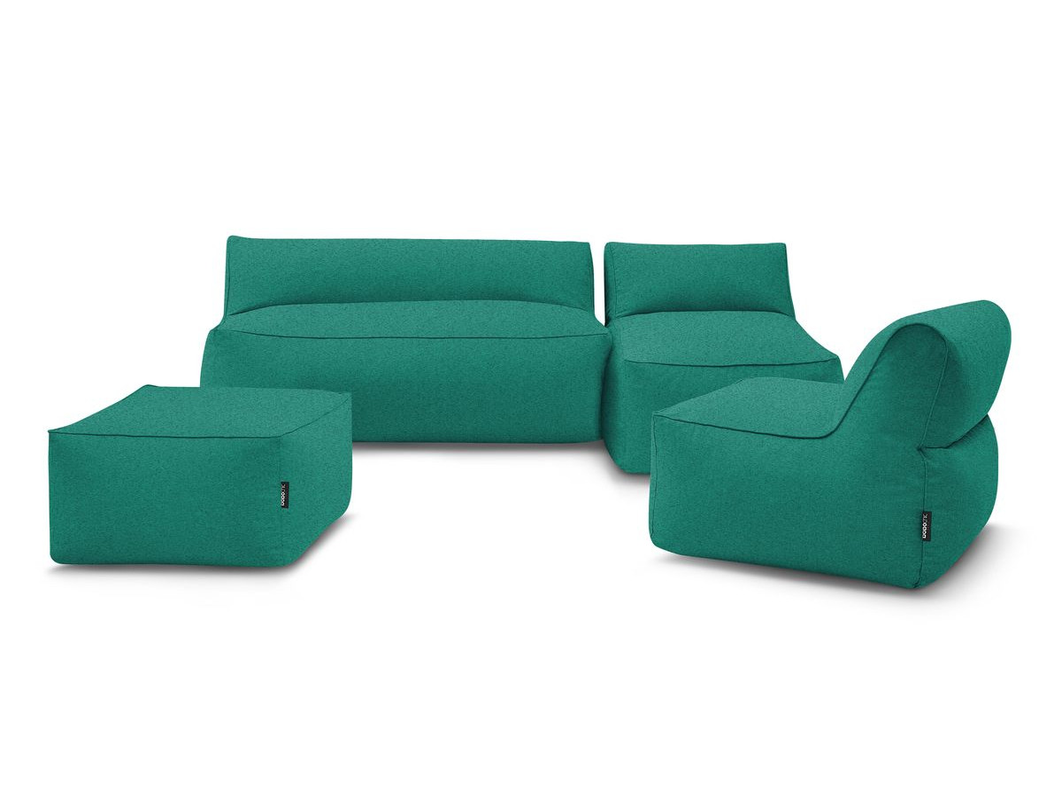 Canapé de jardin modulable RIVIERA avec 1 chauffeuse 1 place, 1 chauffeuse 2 places, 1 méridienne et 1 pouf