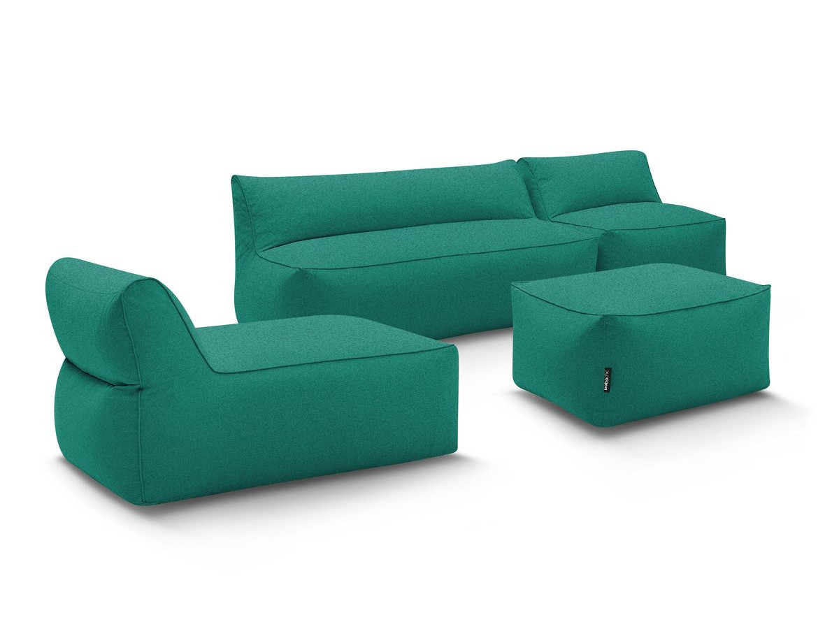 Canapé de jardin modulable RIVIERA avec 1 chauffeuse 1 place, 1 chauffeuse 2 places, 1 méridienne et 1 pouf
