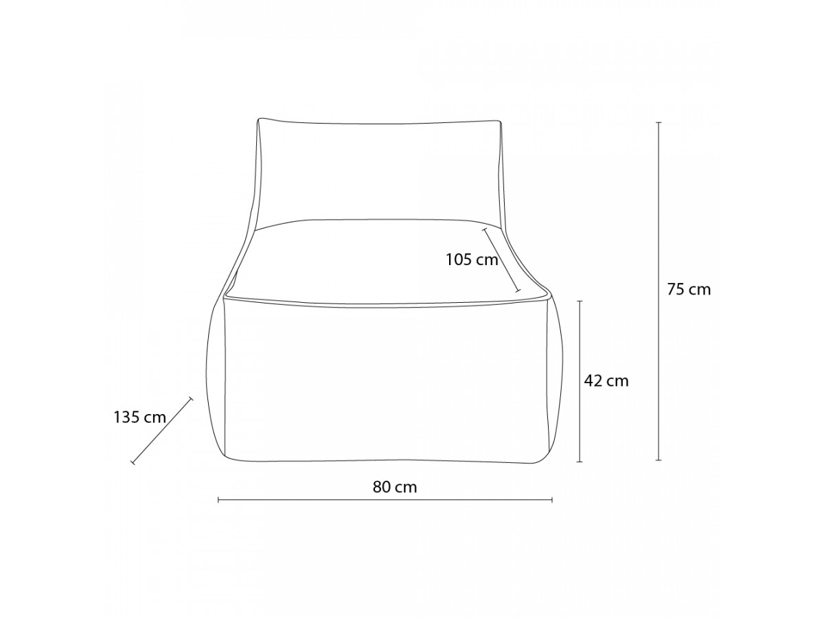 Chaise longue zonder armleuningen voor de modulaire tuinbank RIVIERA