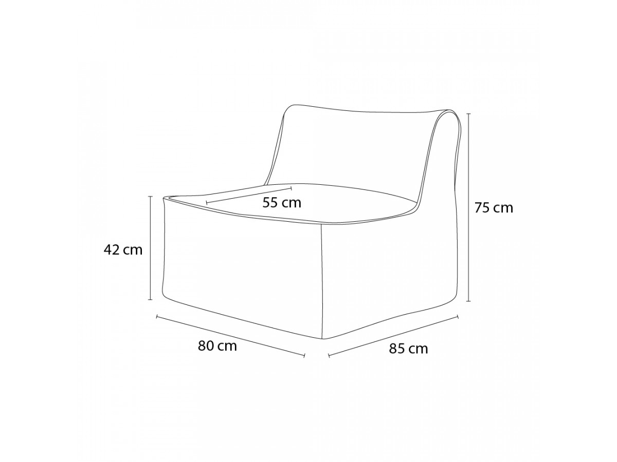 Chauffeuse 1 place sans accoudoir pour canapé de jardin modulable RIVIERA