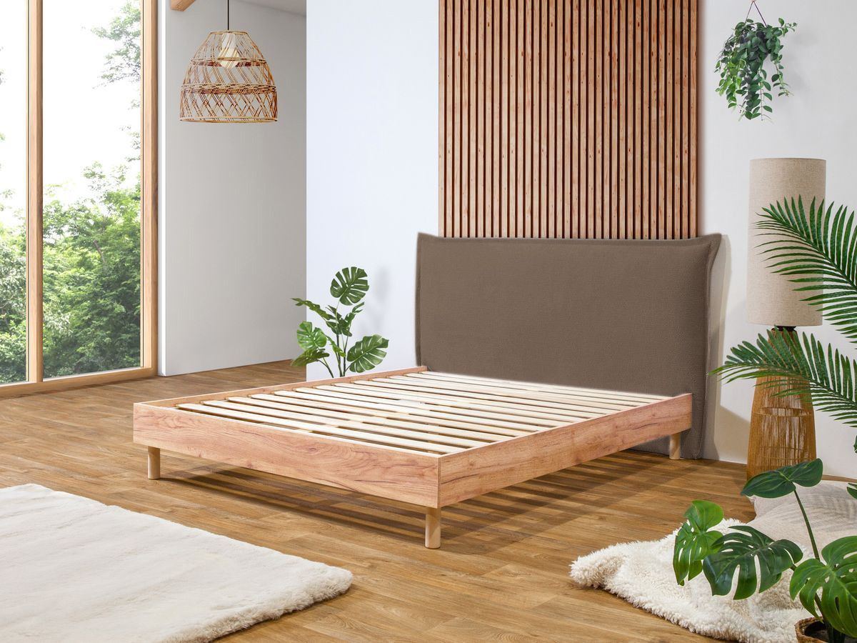 Lit CHARLIE avec lattes massives taupe