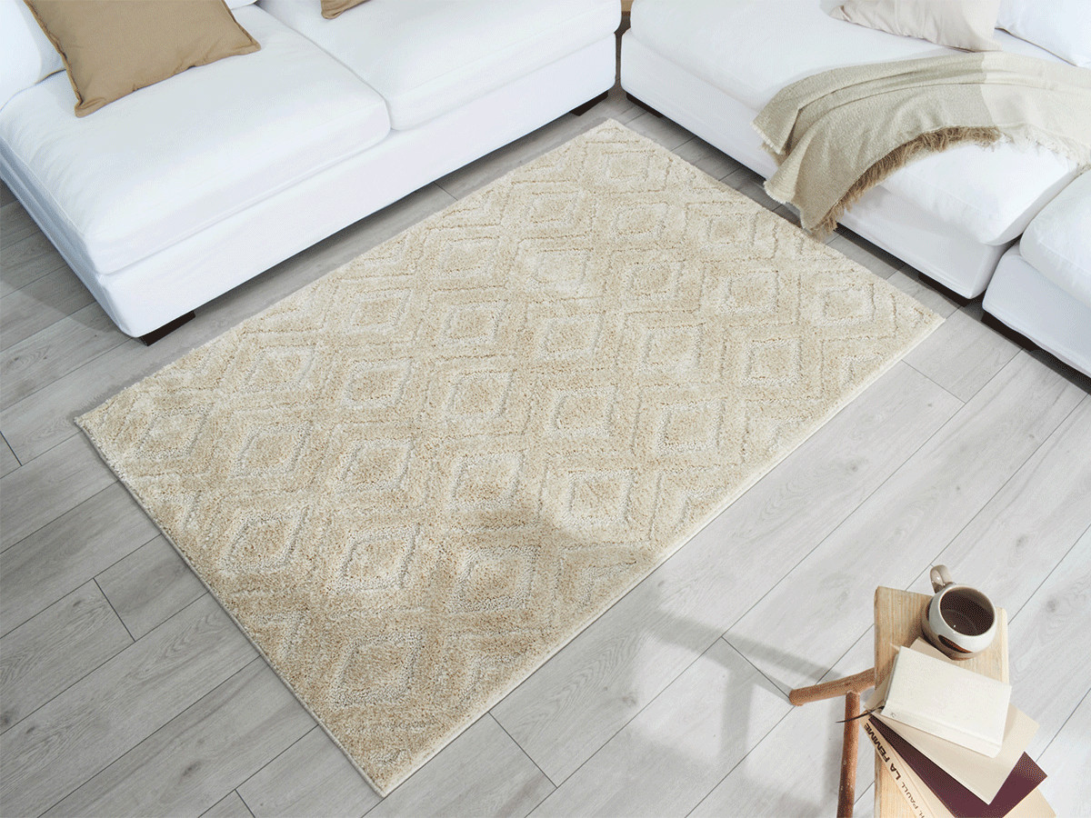 HADRA laagpolig vloerkleed met grafisch patroon