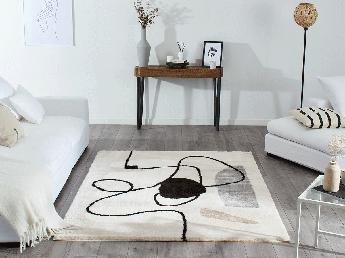 LOUBNA shaggy vloerkleed met abstract patroon