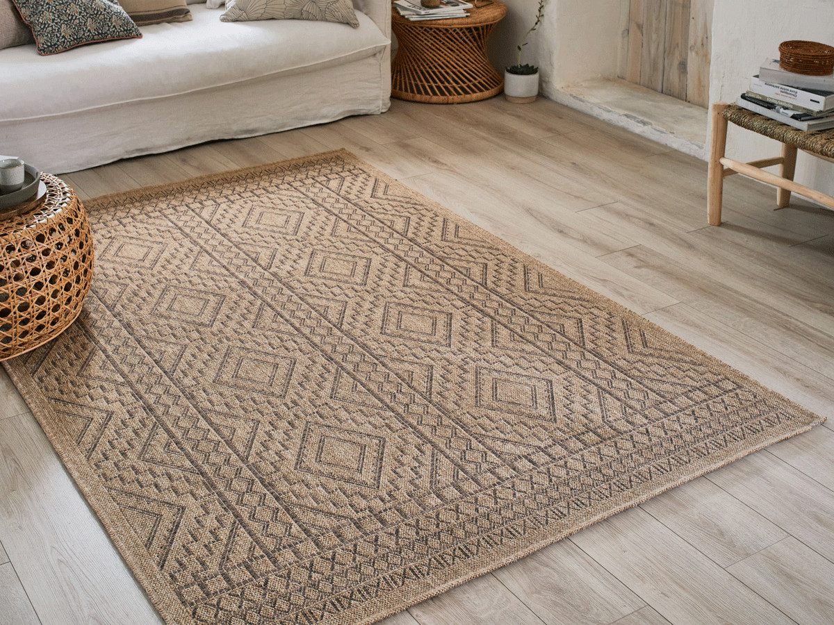 NAHE laagpolig vloerkleed met jute-look