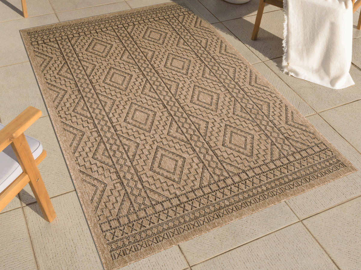 NAHE laagpolig vloerkleed met jute-look