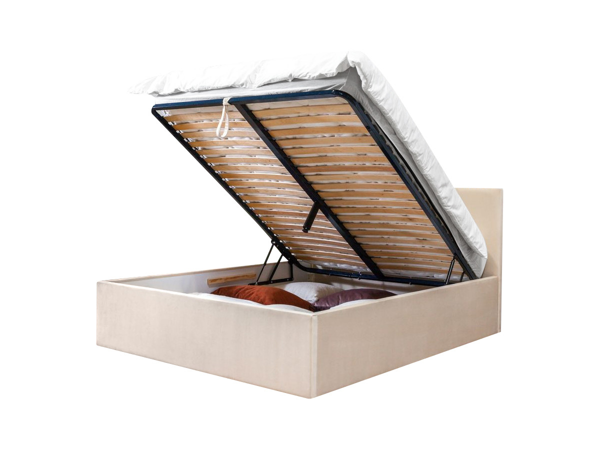 Lit coffre VIVARA rangement XL beige — vue 6