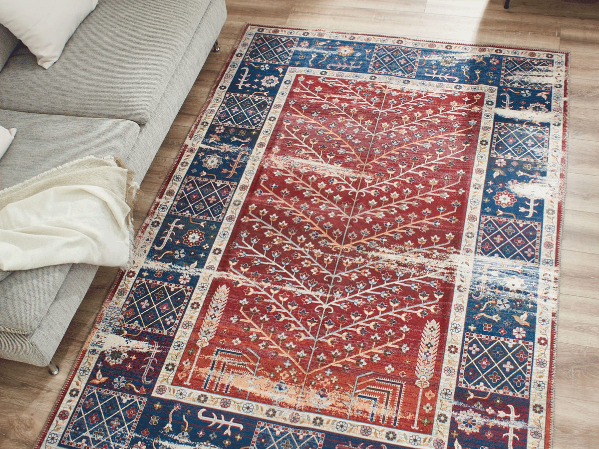 PAGE laagpolig vloerkleed met vintage patroon