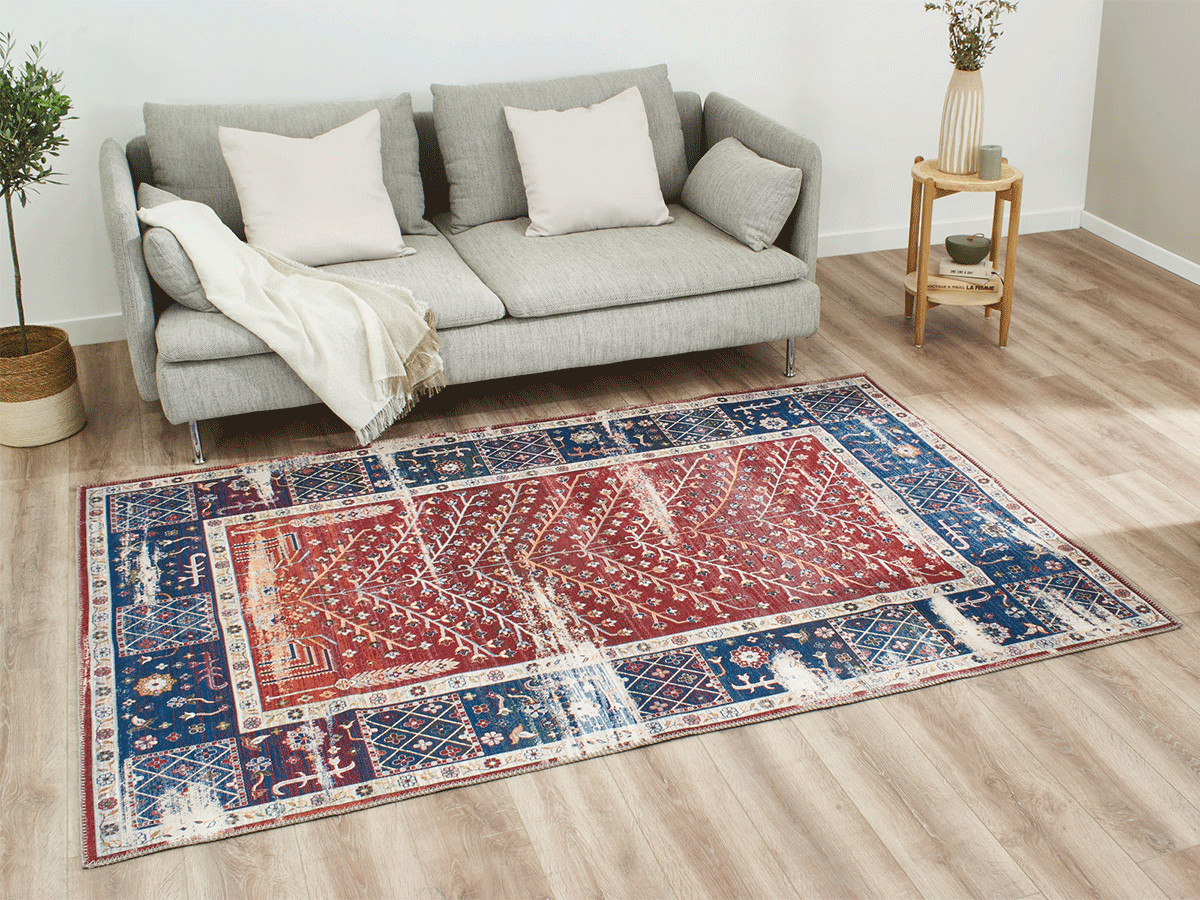 PAGE laagpolig vloerkleed met vintage patroon