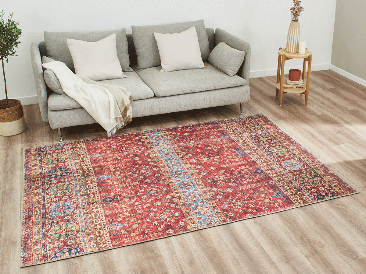 Tapis poils ras PAU motif vintage