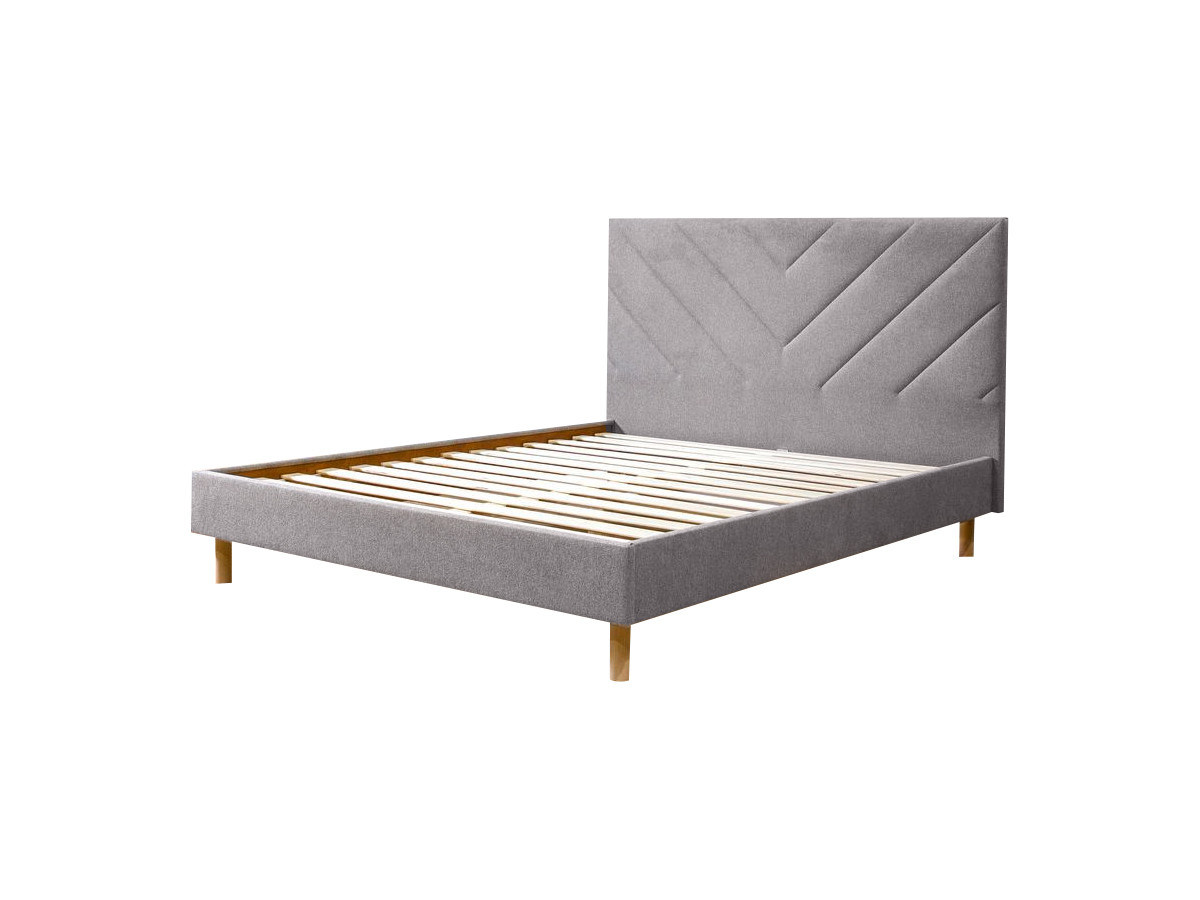ROMANE bed met massieve lattenbodem in structuurstof