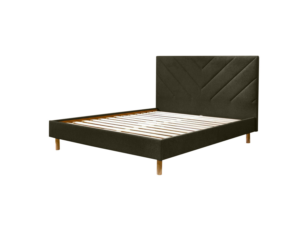 ROMANE bed met massieve lattenbodem in structuurstof