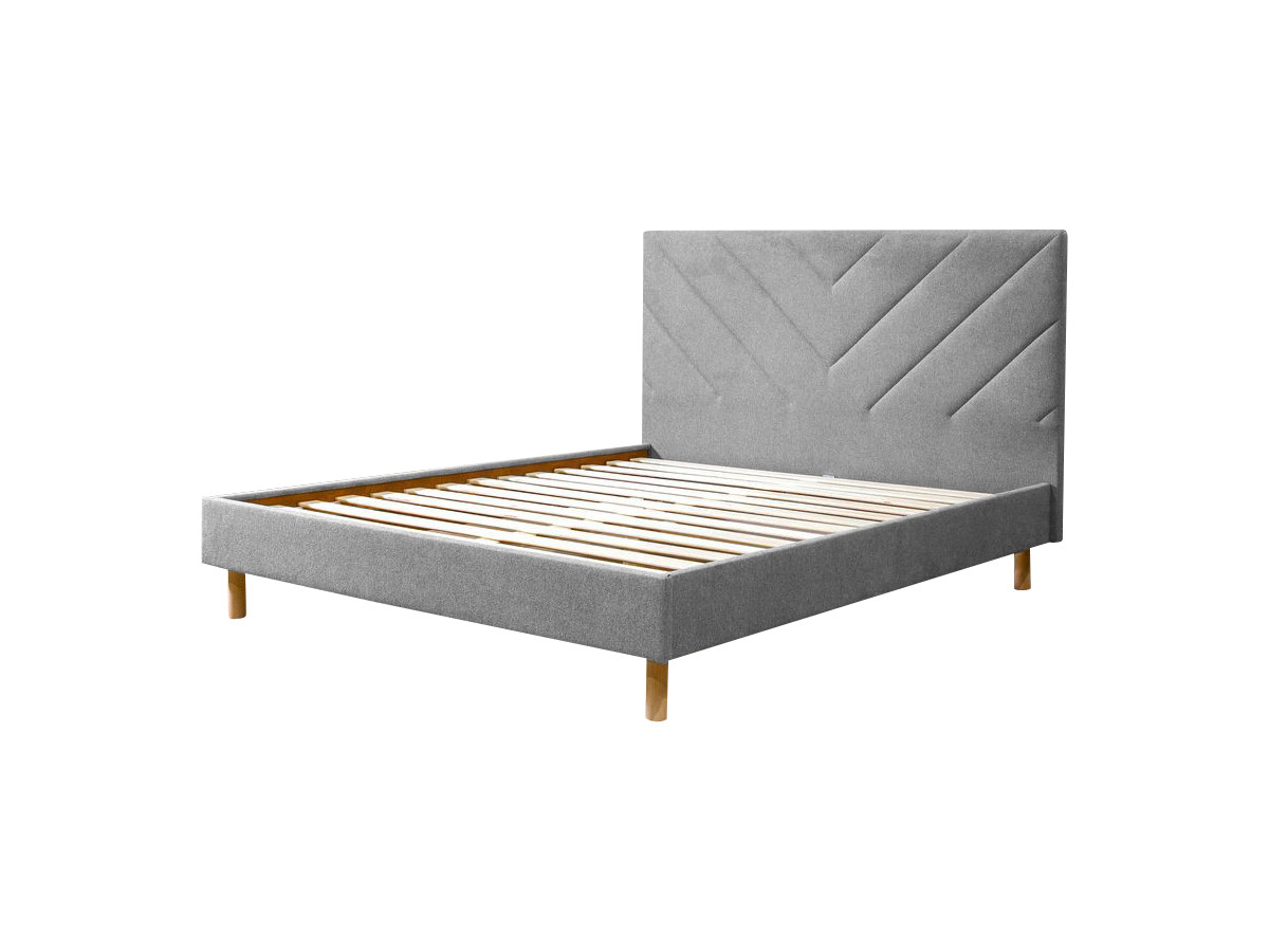 ROMANE bed met massieve lattenbodem in structuurstof