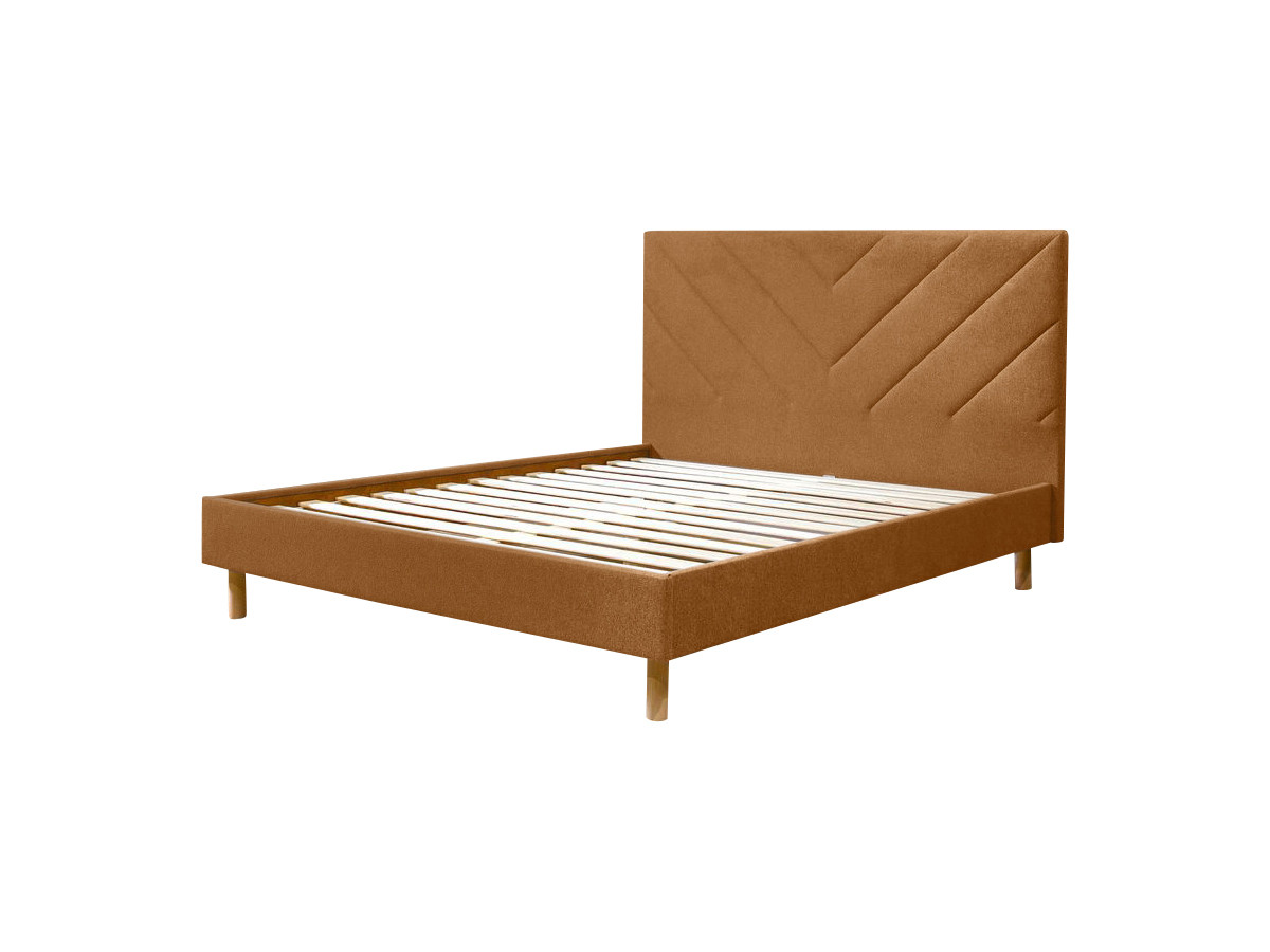 ROMANE bed met massieve lattenbodem in structuurstof