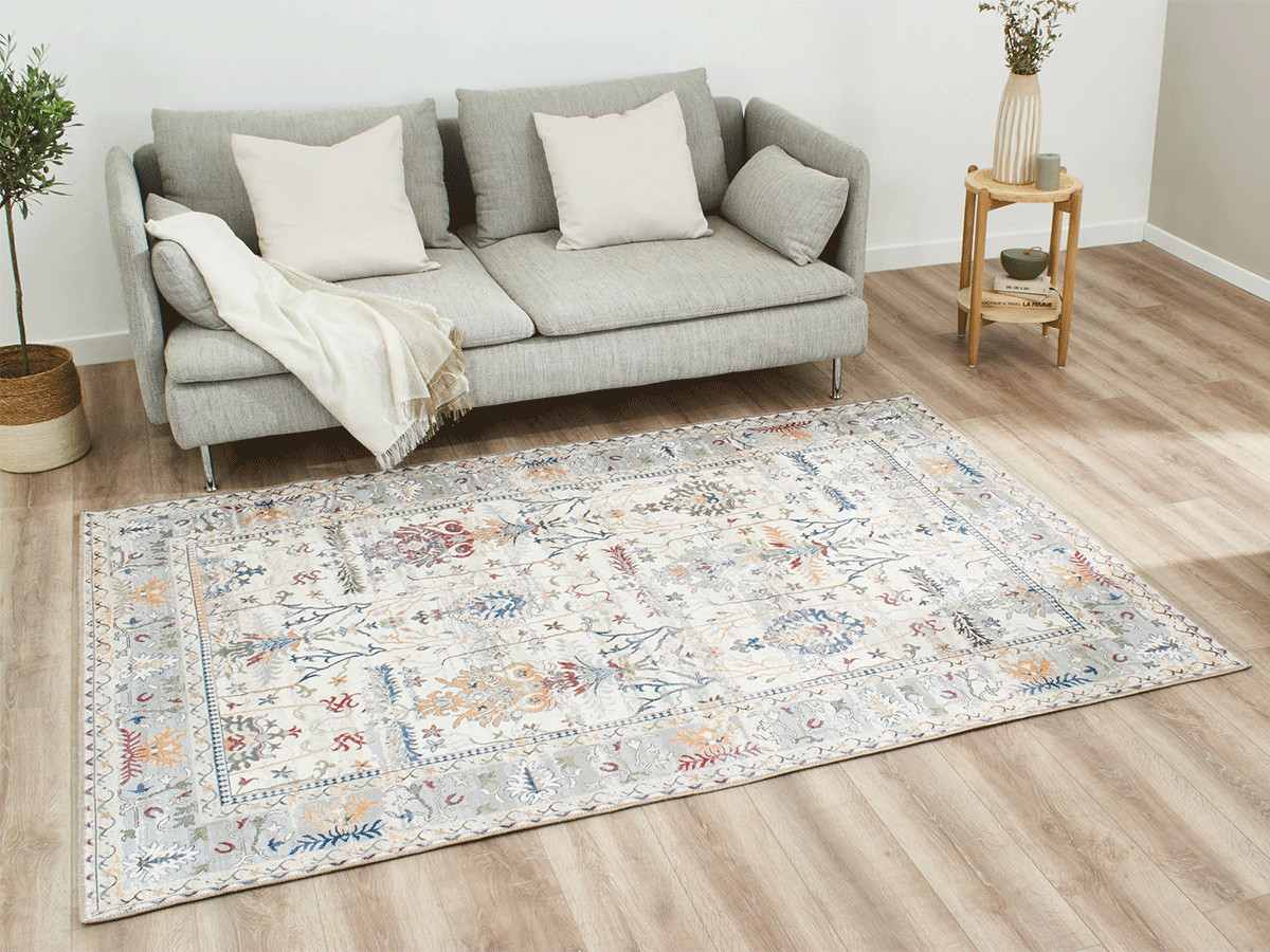 Tapis poils ras DANIA motif vintage