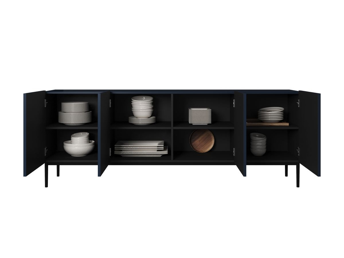 KASHA 4-deurs dressoir 200 cm Zwarte poten