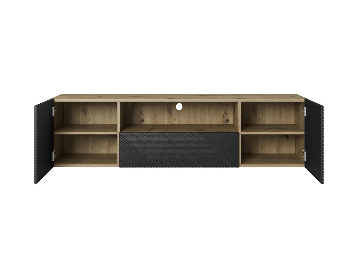Meuble TV suspendu 167 cm ALICE chêne et noir — vue 6