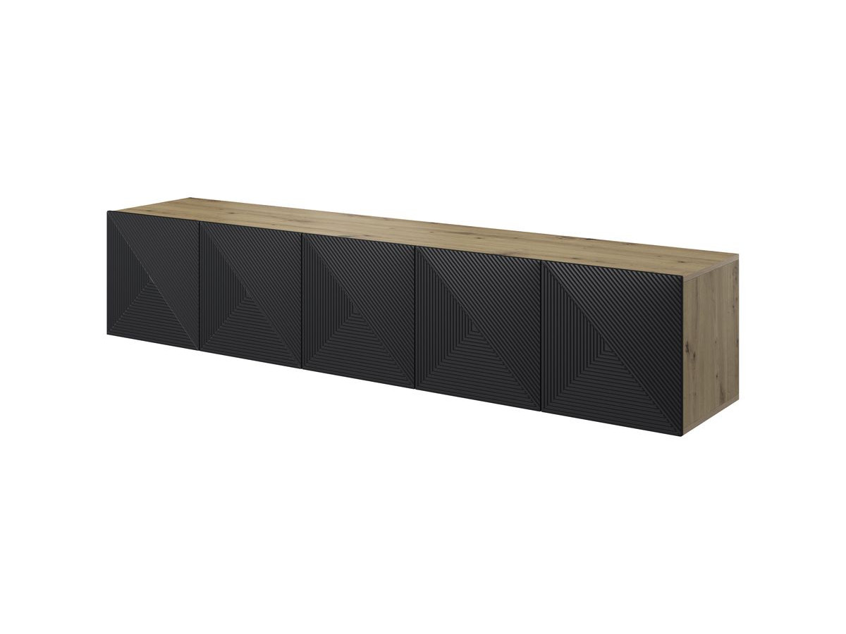 alice 200 cm wandmeubel gekleurd eiken en zwart