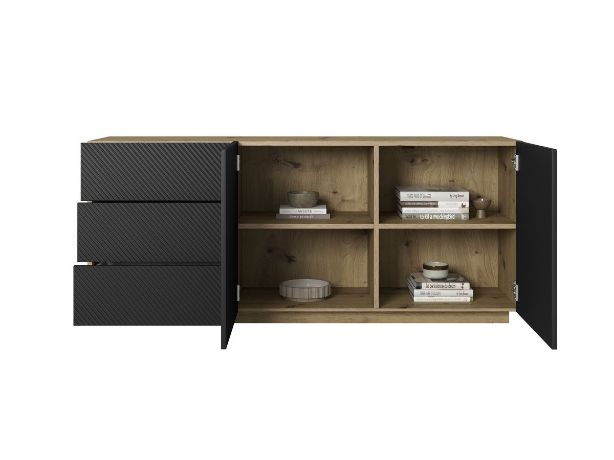 Buffet 2 portes 167 cm ALICE chêne et noir — vue 6