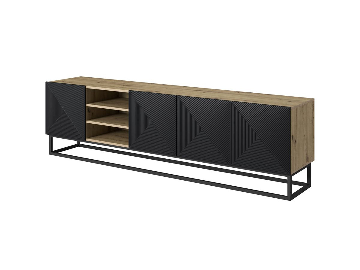 ALICE set met tv-meubel met nis van 200 cm + 4-deurs dressoir van 200 cm met metalen poten