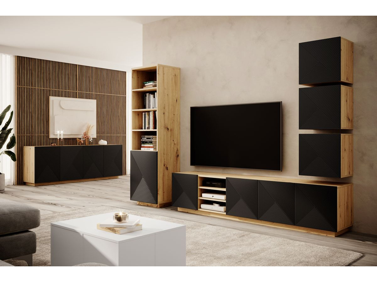 ALICE set met tv-meubel met nis van 200 cm + 4-deurs dressoir van 200 cm