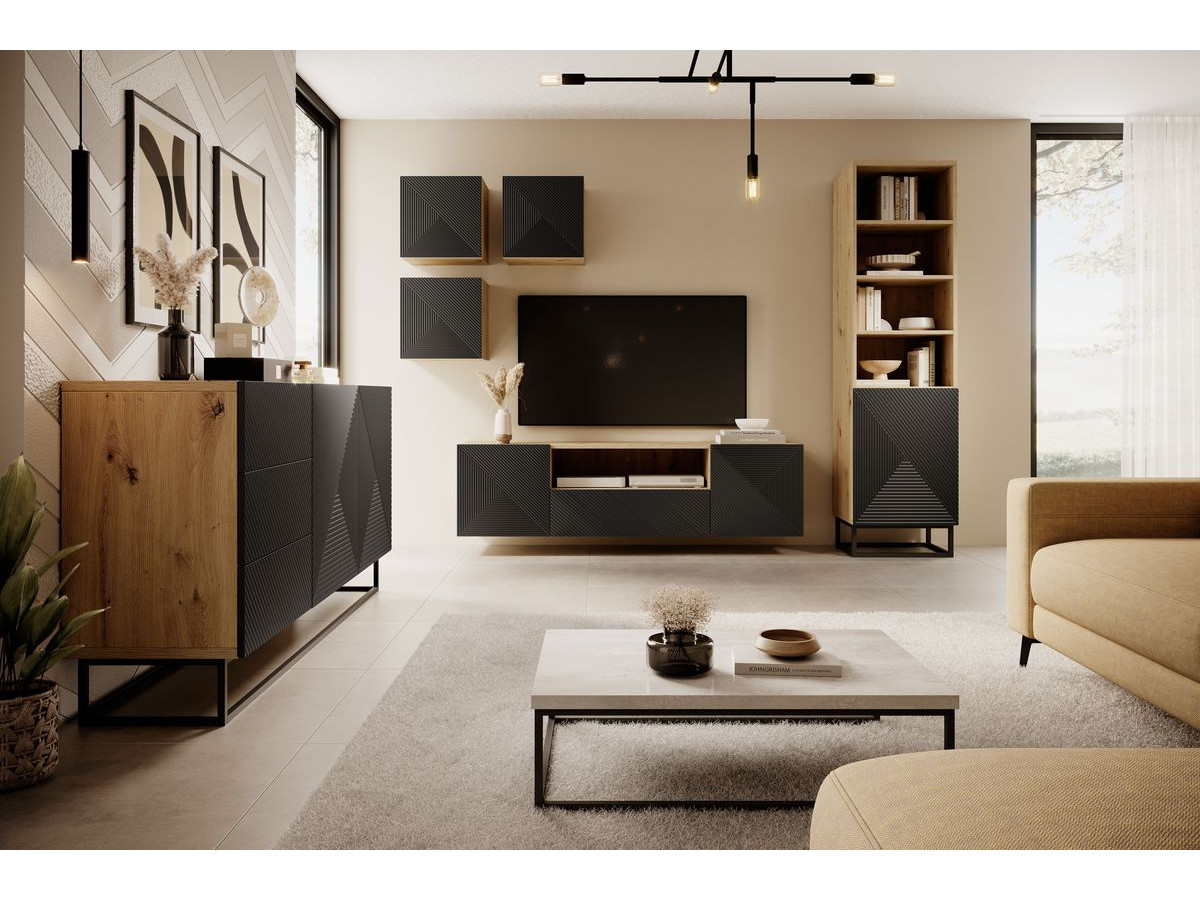 ALICE set met 200 cm tv-meubel + 200 cm 4-deurs dressoir met metalen poten