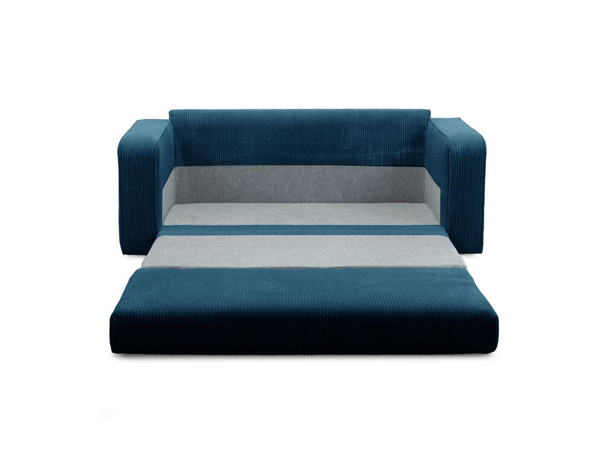 Canapé droit convertible déplimousse COME velours côtelé bleu foncé — vue 6