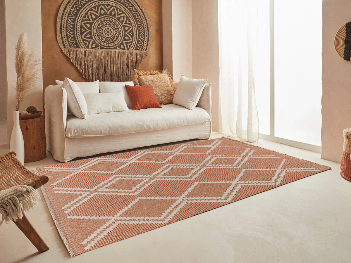 TUNA laagpolig vloerkleed met jute-look