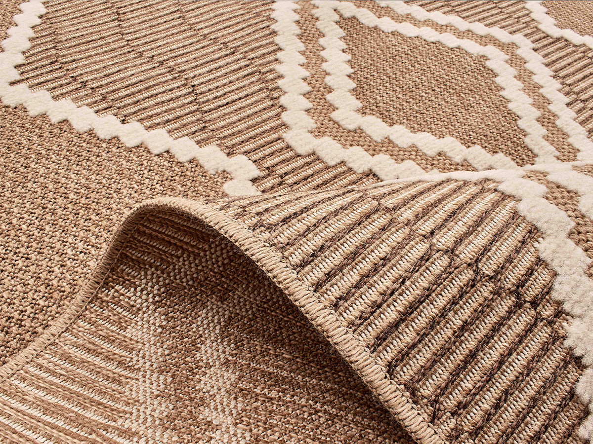 TUNA laagpolig vloerkleed met jute-look