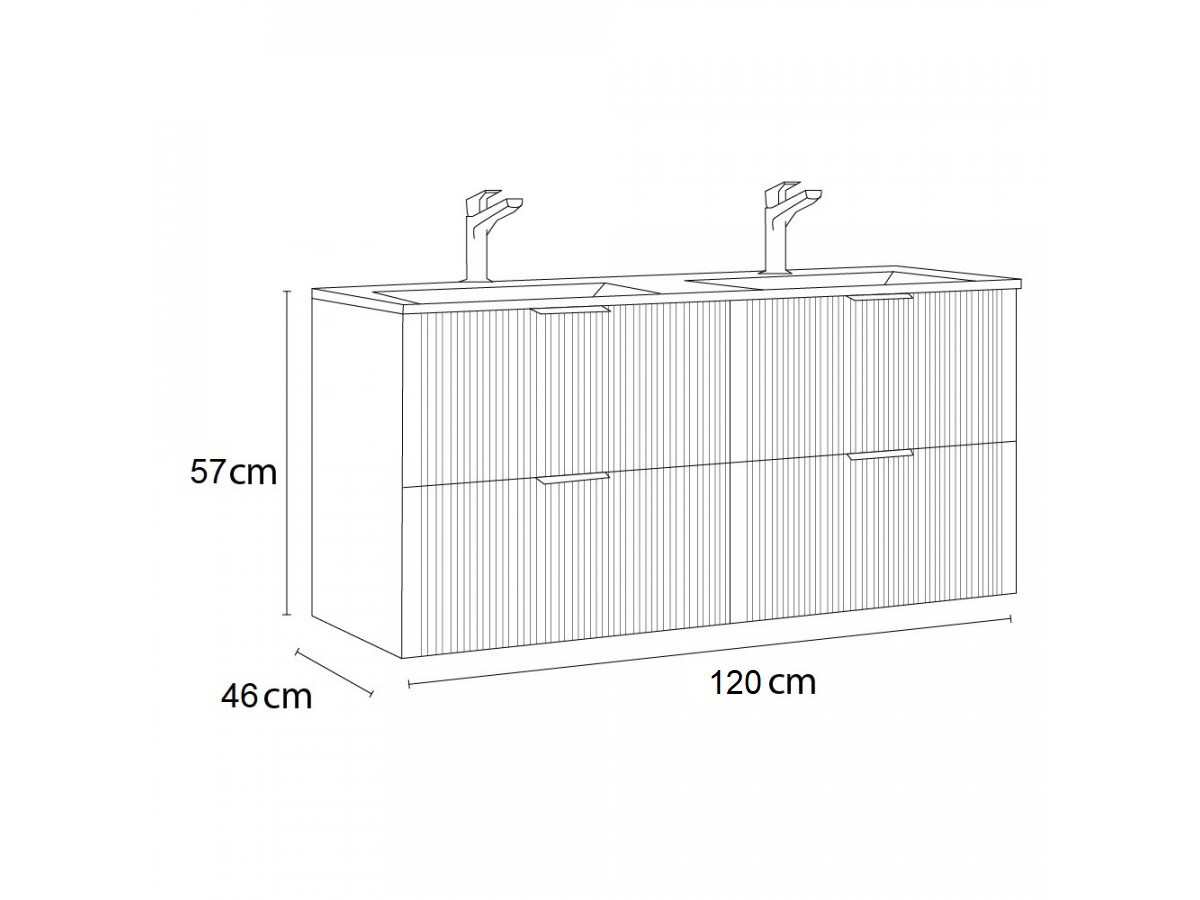 120 cm HILONA witte badkamerkast met ingelegde waskommen