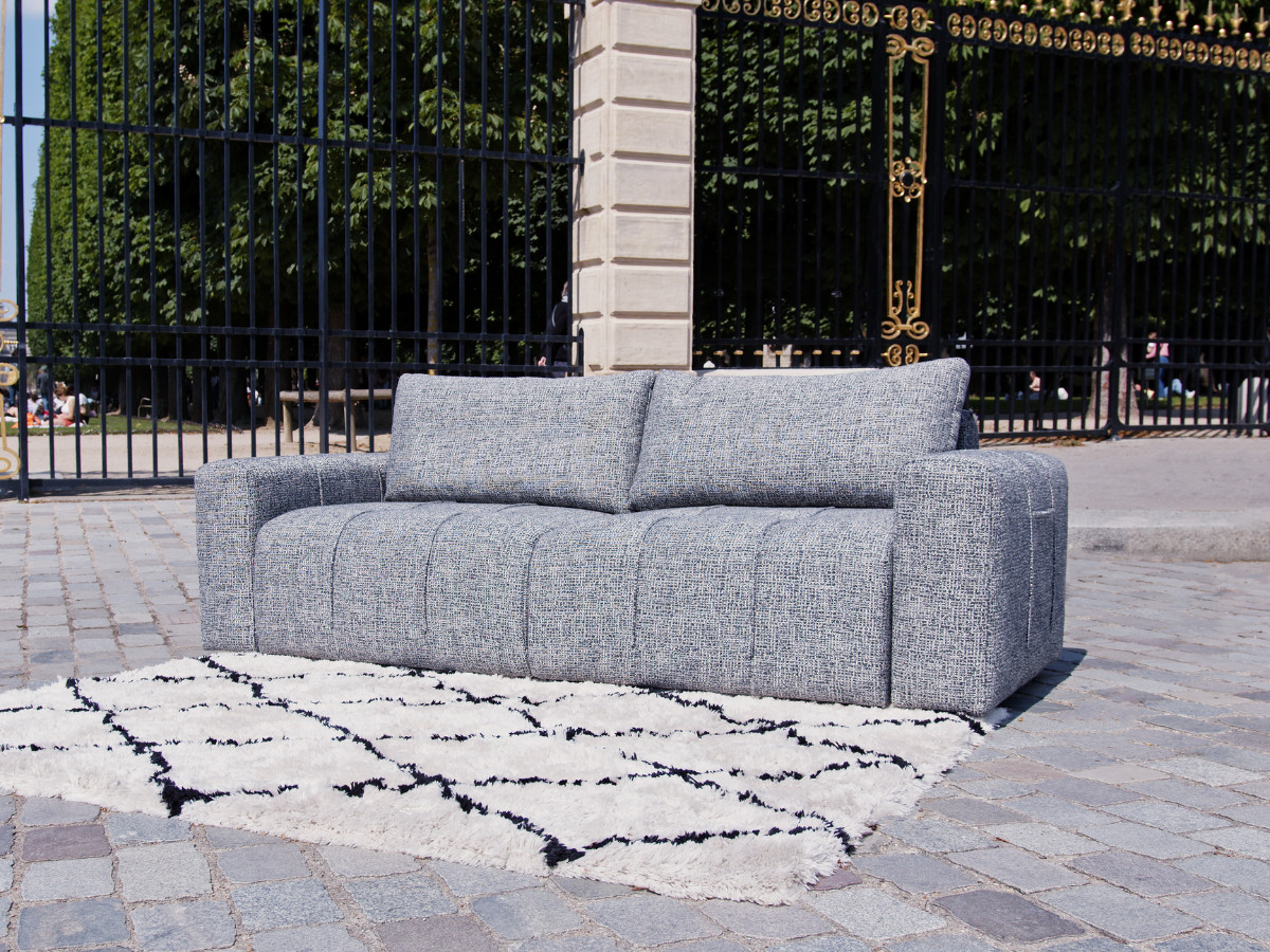 Canapé droit convertible coffre ARSENE avec pouf