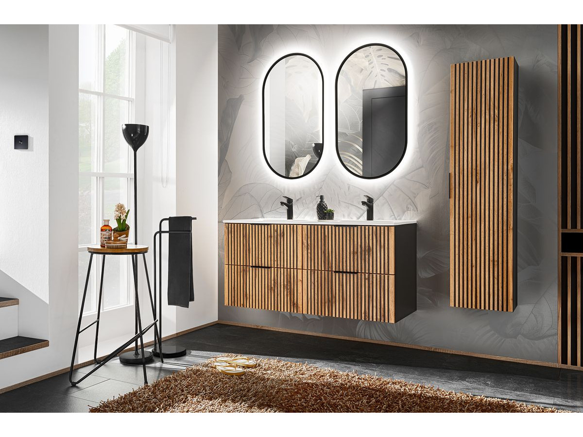 Colonne salle de bain 140 cm AXEL bois clair — vue 4