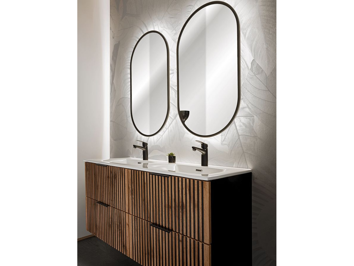 120 cm AXEL badkamermeubel in licht hout met ingelegde waskommen