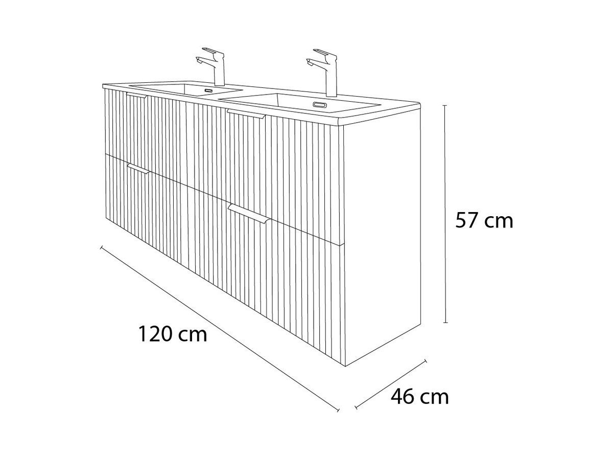 120 cm AXEL badkamermeubel in licht hout met ingelegde waskommen