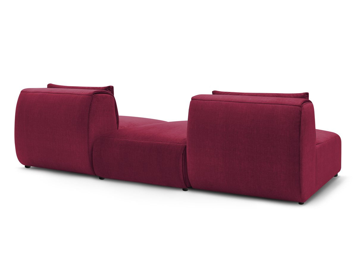 Canapé droit fixe 3 places JEANNE avec pouf tissu velours