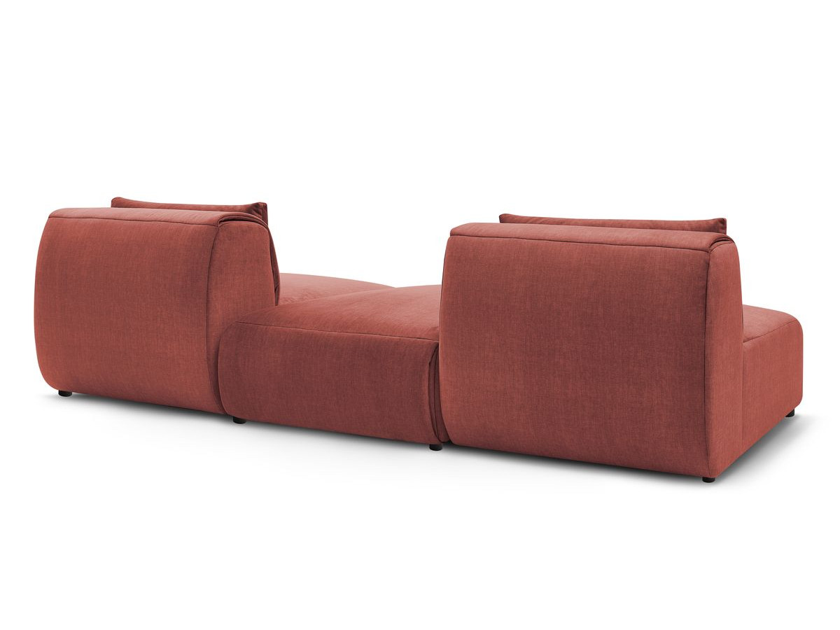 Canapé droit fixe 3 places JEANNE avec pouf tissu velours